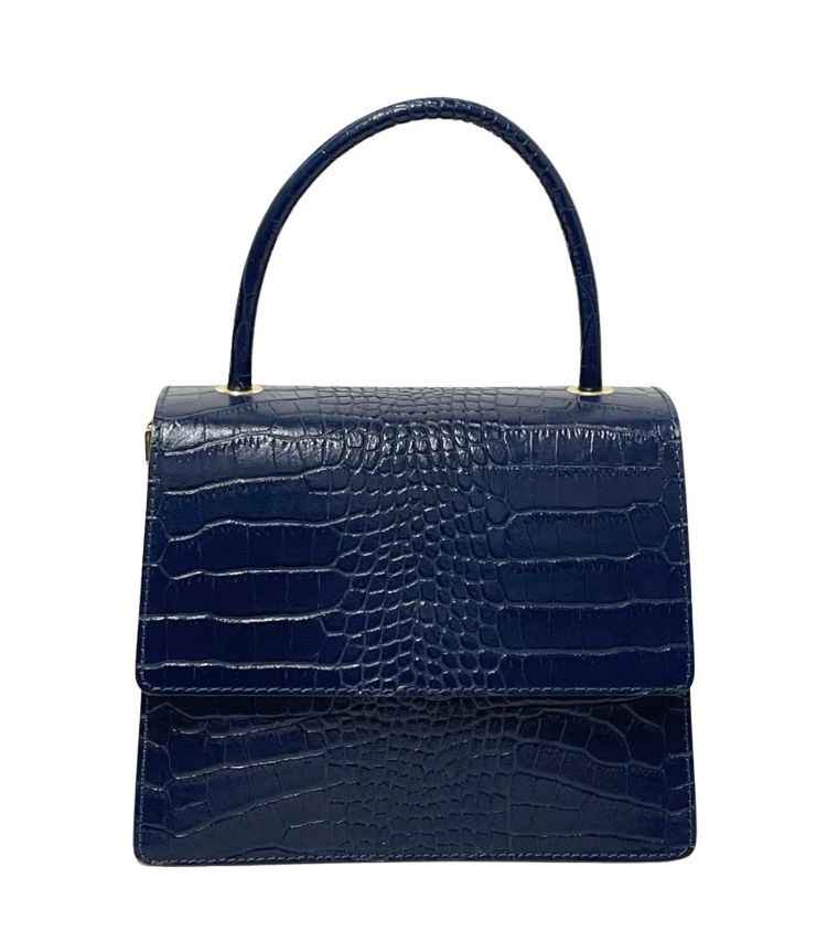 BZNA Bag Irina Kroko Blue Antico Leder Italy Damen Handtasche Schultertasche Tasche