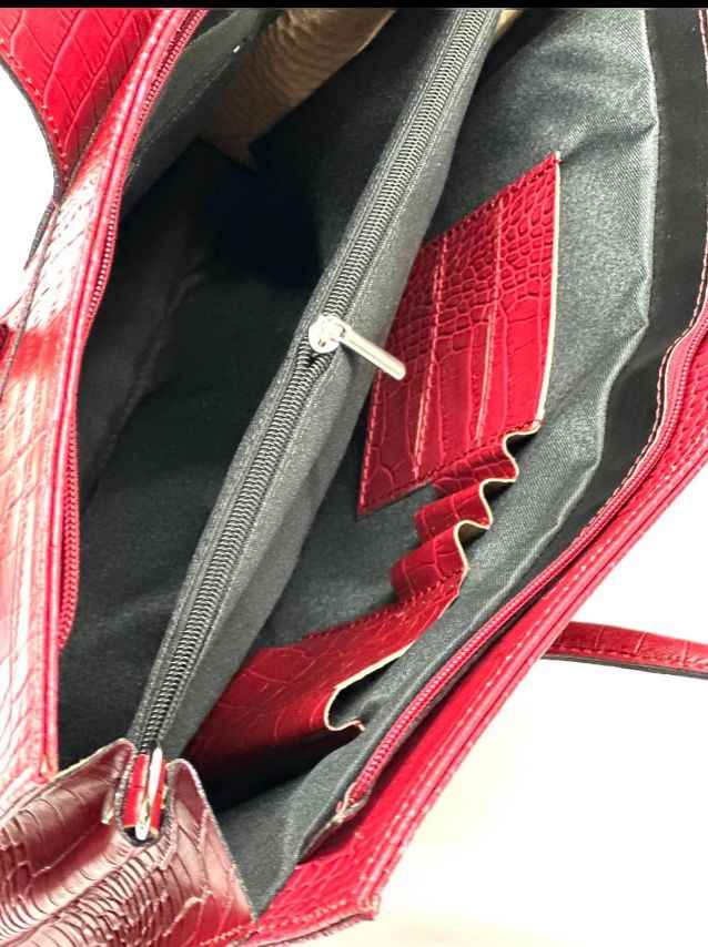 BZNA Bag Missi Kroko Nero Leder Italy Damen Business Aktentasche Schultertasche Tasche
