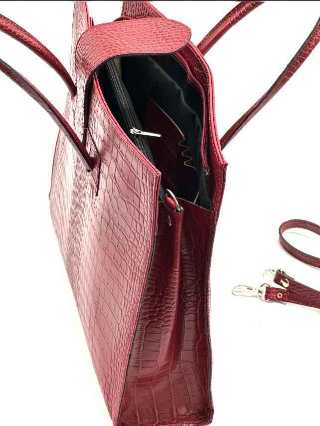 BZNA Bag Missi Kroko Forest Grün Leder Italy Damen Business Aktentasche Schultertasche Tasche