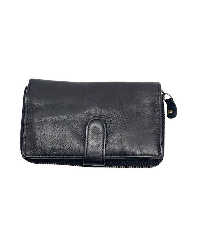 BZNA Berlin Kassia Glatt Schwarz Wallet Leather Leder Portemonnaie Geldbörse Clutch - B Z N A