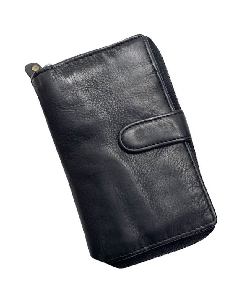 BZNA Berlin Kassia Glatt Schwarz Wallet Leather Leder Portemonnaie Geldbörse Clutch - B Z N A