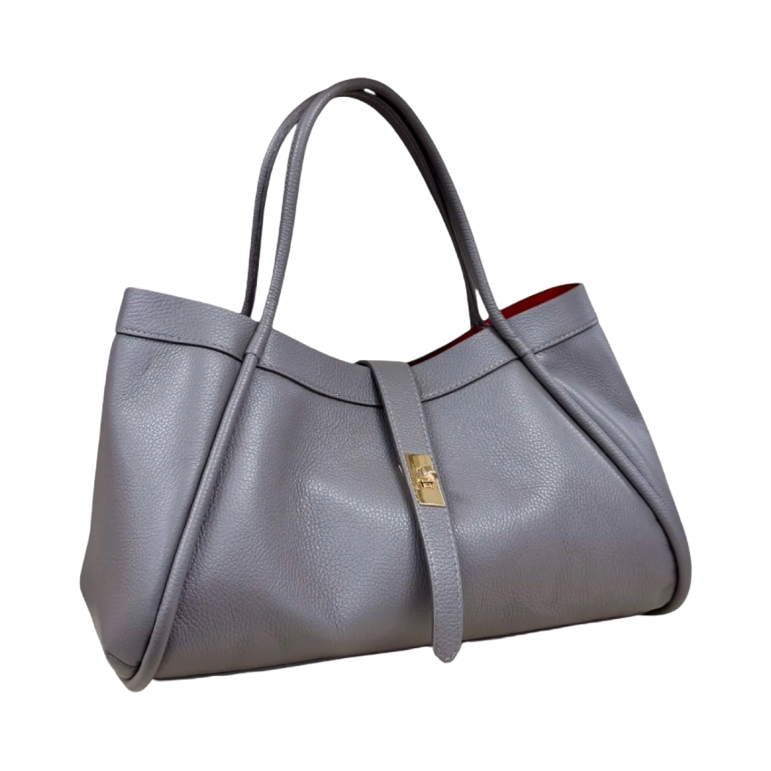 BZNA Bag Funny Grau Leder Italy Damen Handtasche Schultertasche Tasche