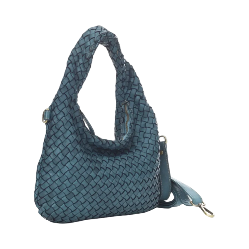 BZNA Bag Britta Petrol Italy Designer Handtasche Schultertasche Tasche Leder