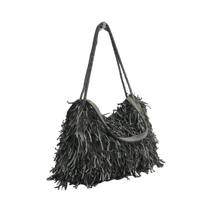 BZNA Bag Peppina Grau Fransen  Schultertasche Designer Damen Handtasche Italy