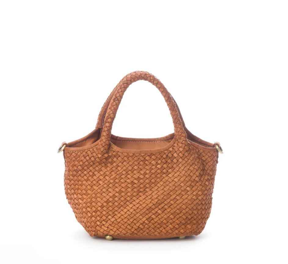 BZNA Bag Mala Cognac Italy kleine Damen Handtasche Schultertasche Tasche Leder