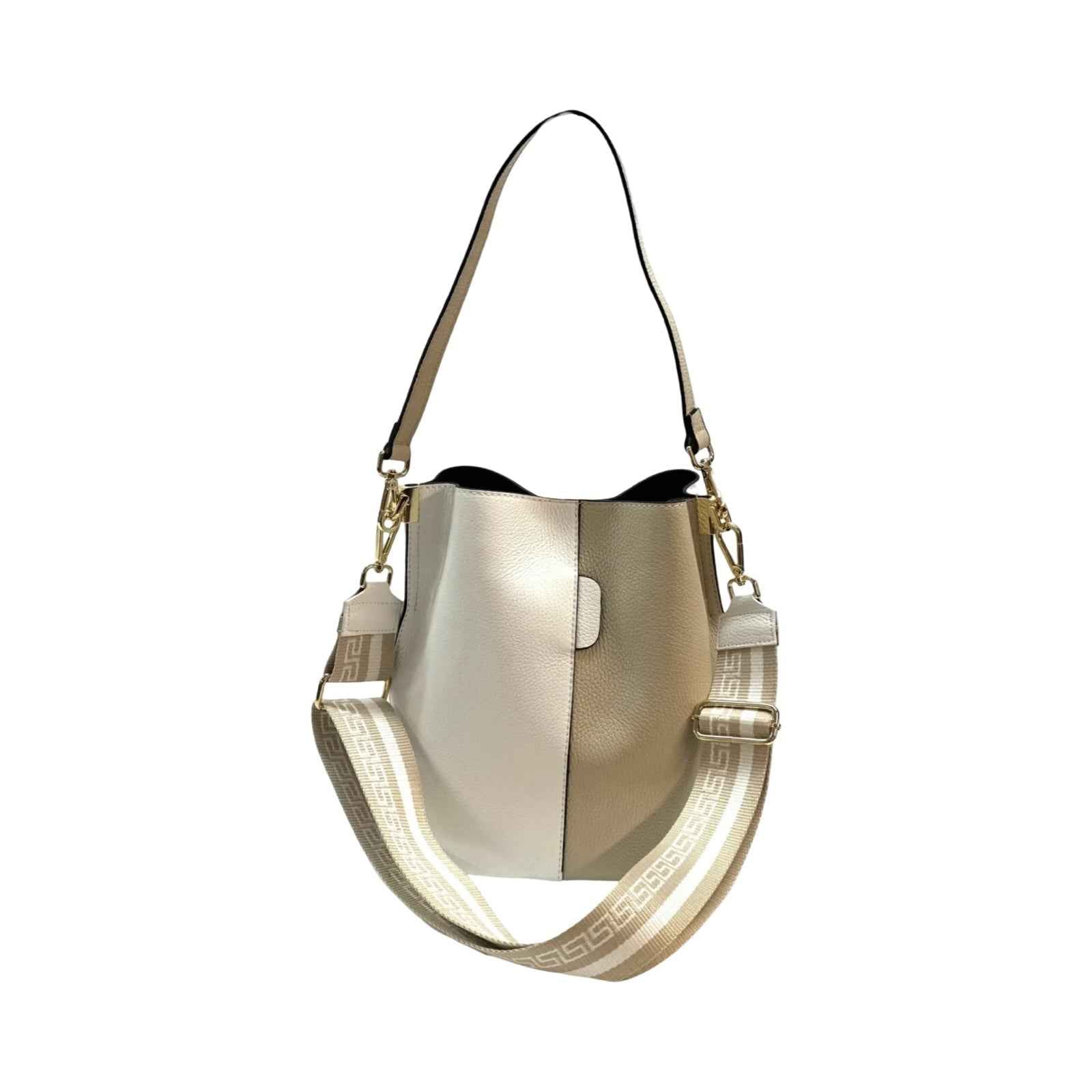 BZNA Bag Shirinia Bianco/Beige Leder Italy Damen Handtasche Schultertasche Tasche