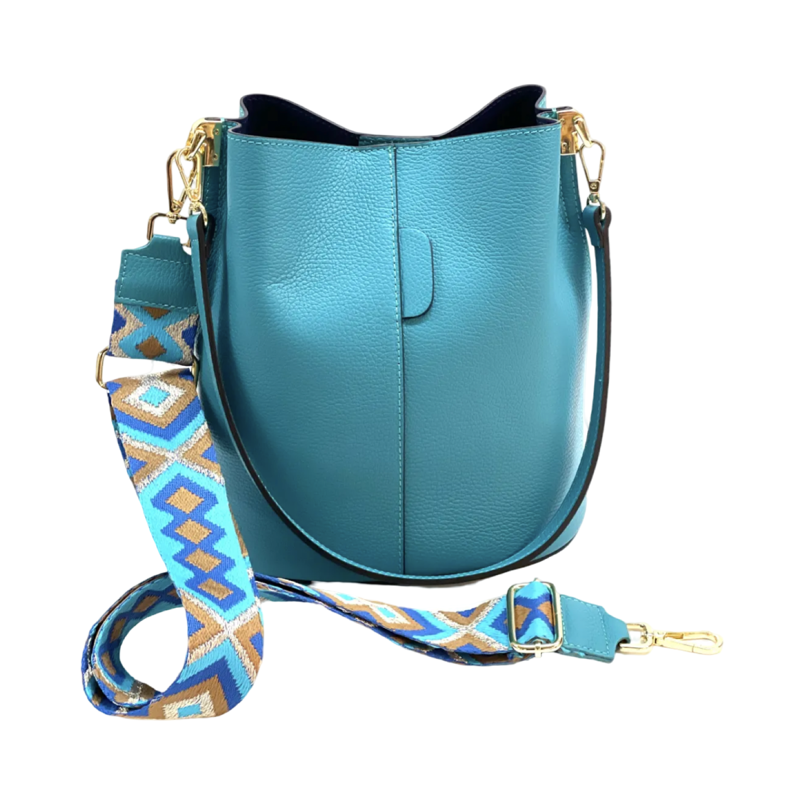 BZNA Bag Shirinia Türkis Leder Italy Damen Handtasche Schultertasche Tasche