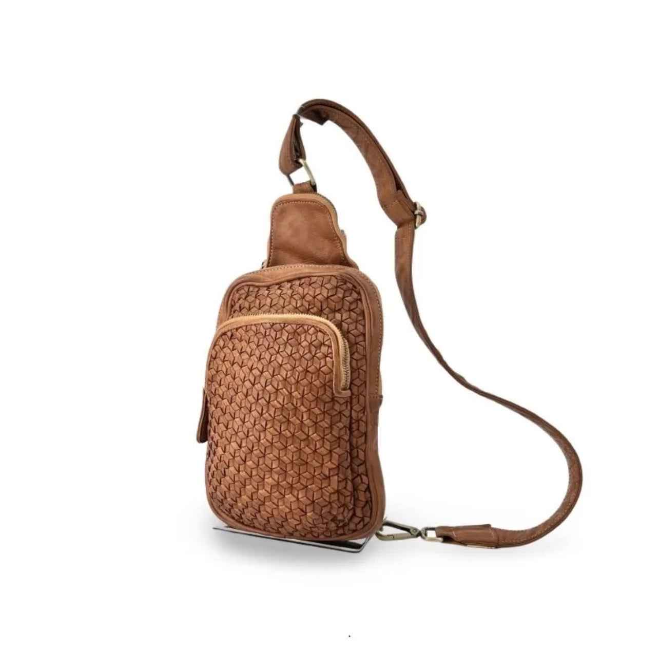 BZNA Bag Jola Cognac Italy Designer Leder  Designer Gürteltasche Umhängetasche