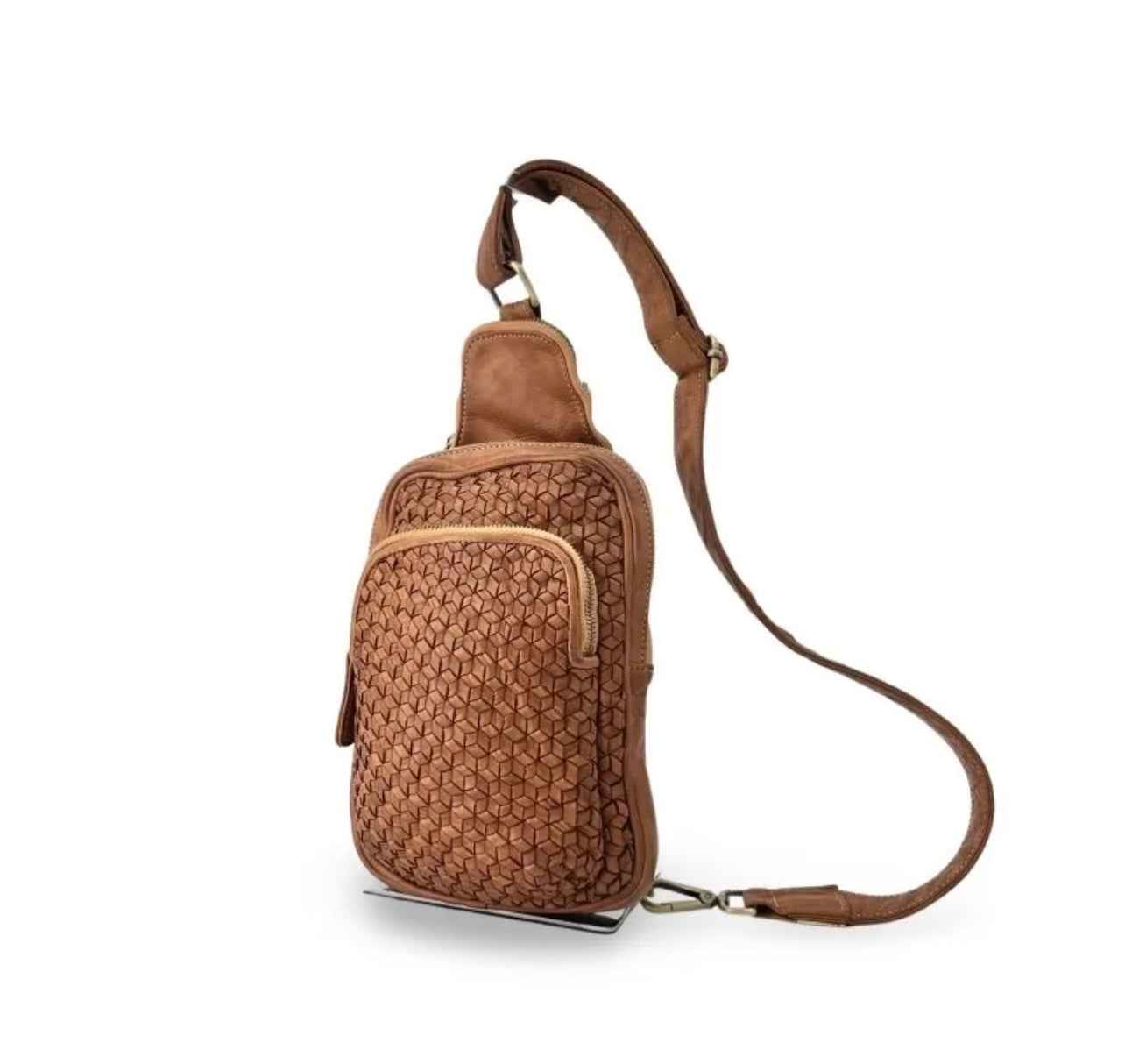 BZNA Bag Jola Cognac Italy Designer Leder  Designer Gürteltasche Umhängetasche