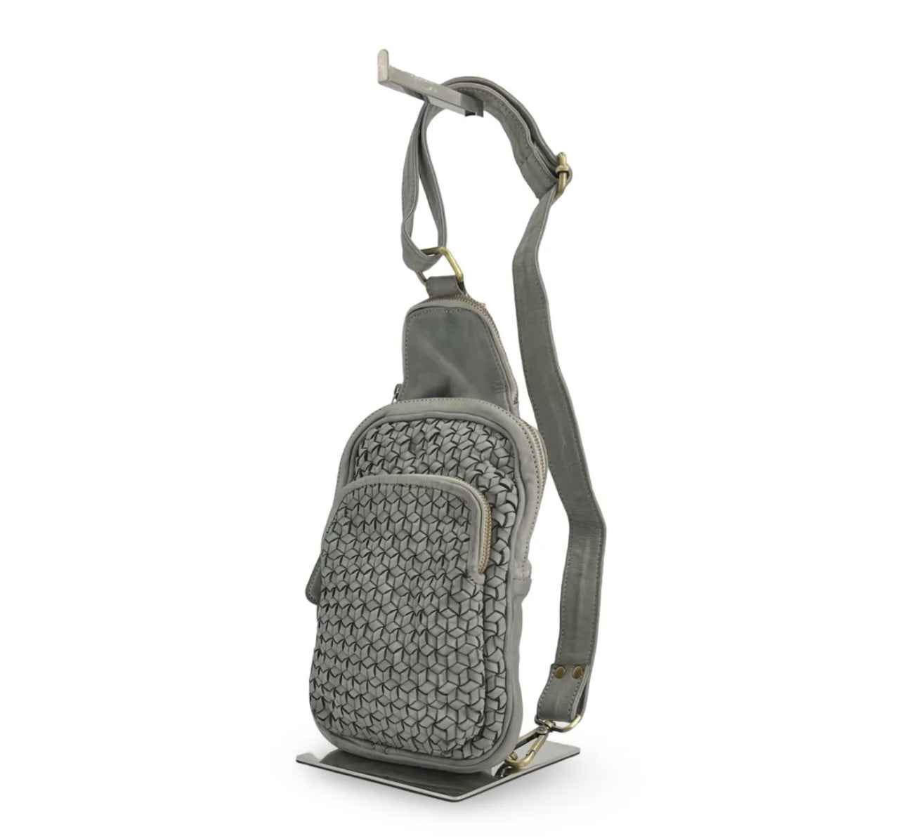 BZNA Bag Jola Taupe  Grau Italy Designer Leder  Designer Gürteltasche Umhängetasche