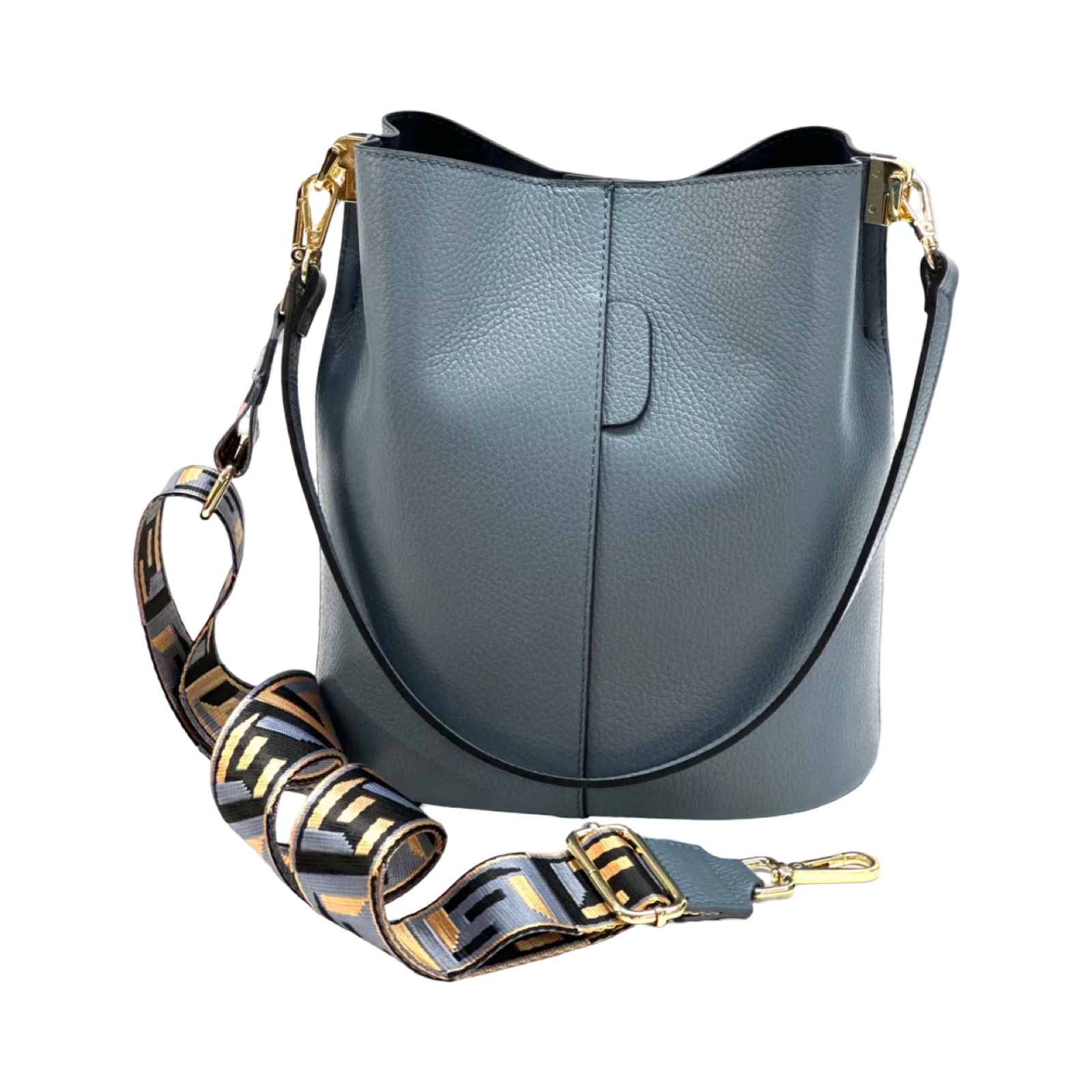 BZNA Bag Shirinia Graublau Leder Italy Damen Handtasche Schultertasche Tasche