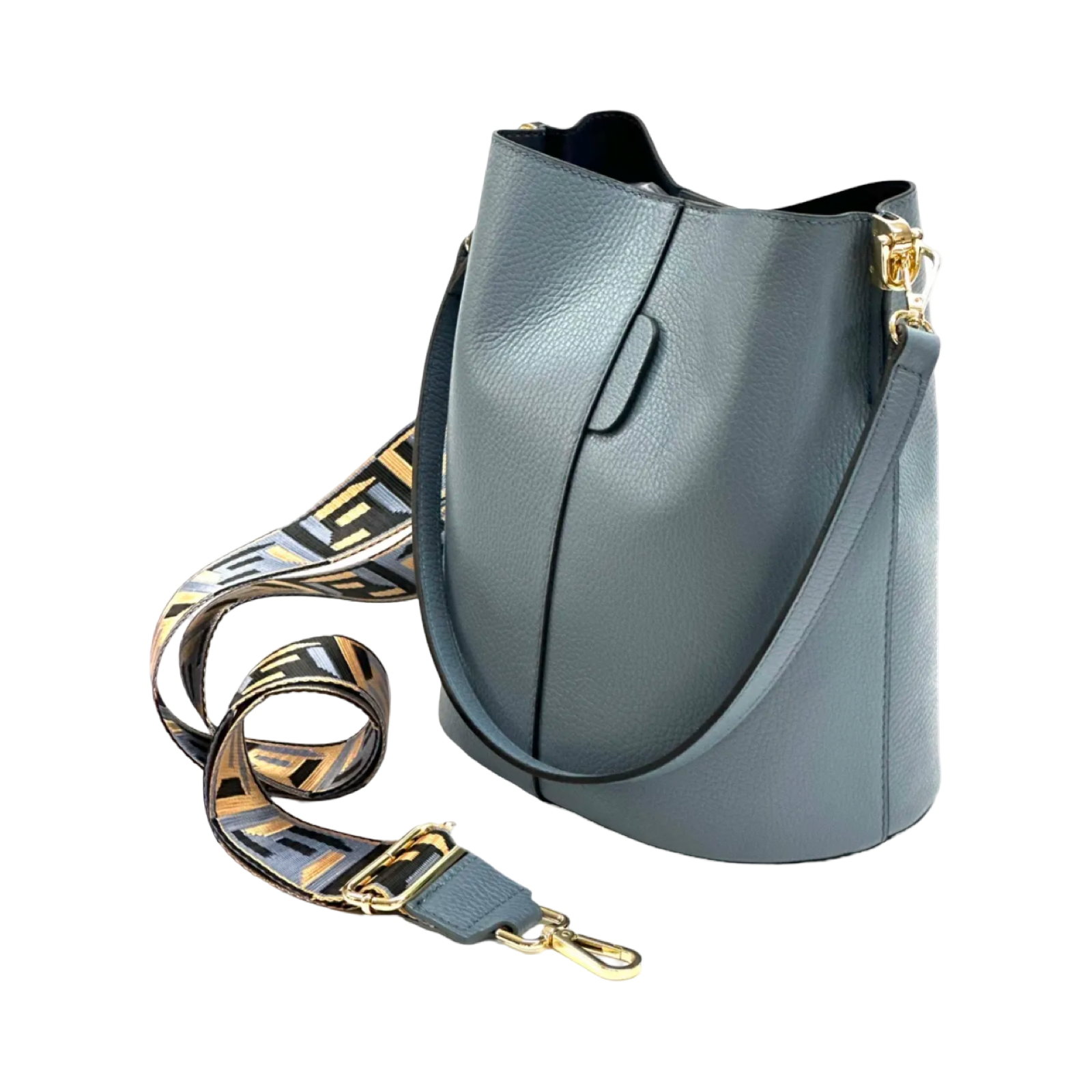 BZNA Bag Shirinia Graublau Leder Italy Damen Handtasche Schultertasche Tasche