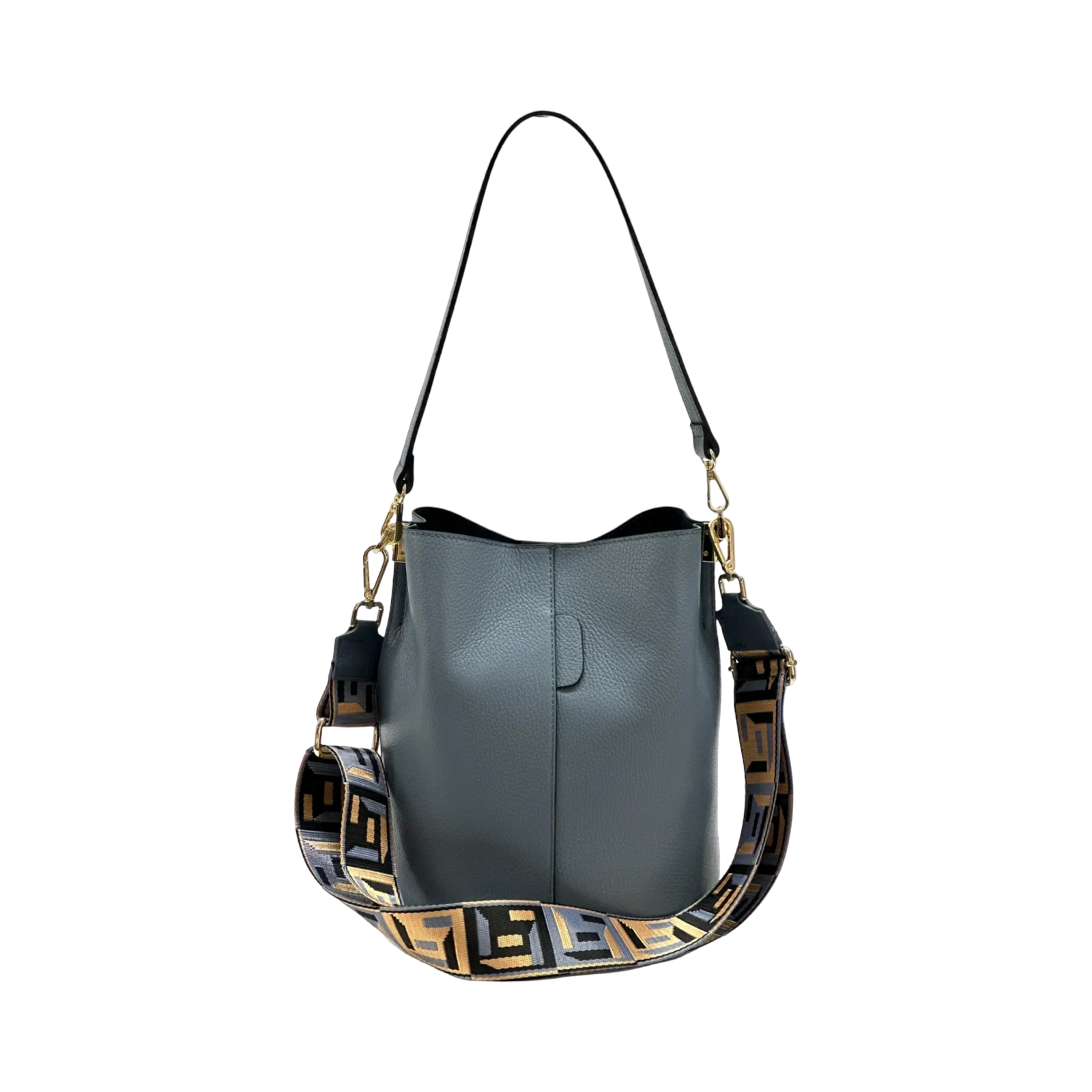 BZNA Bag Shirinia Graublau Leder Italy Damen Handtasche Schultertasche Tasche