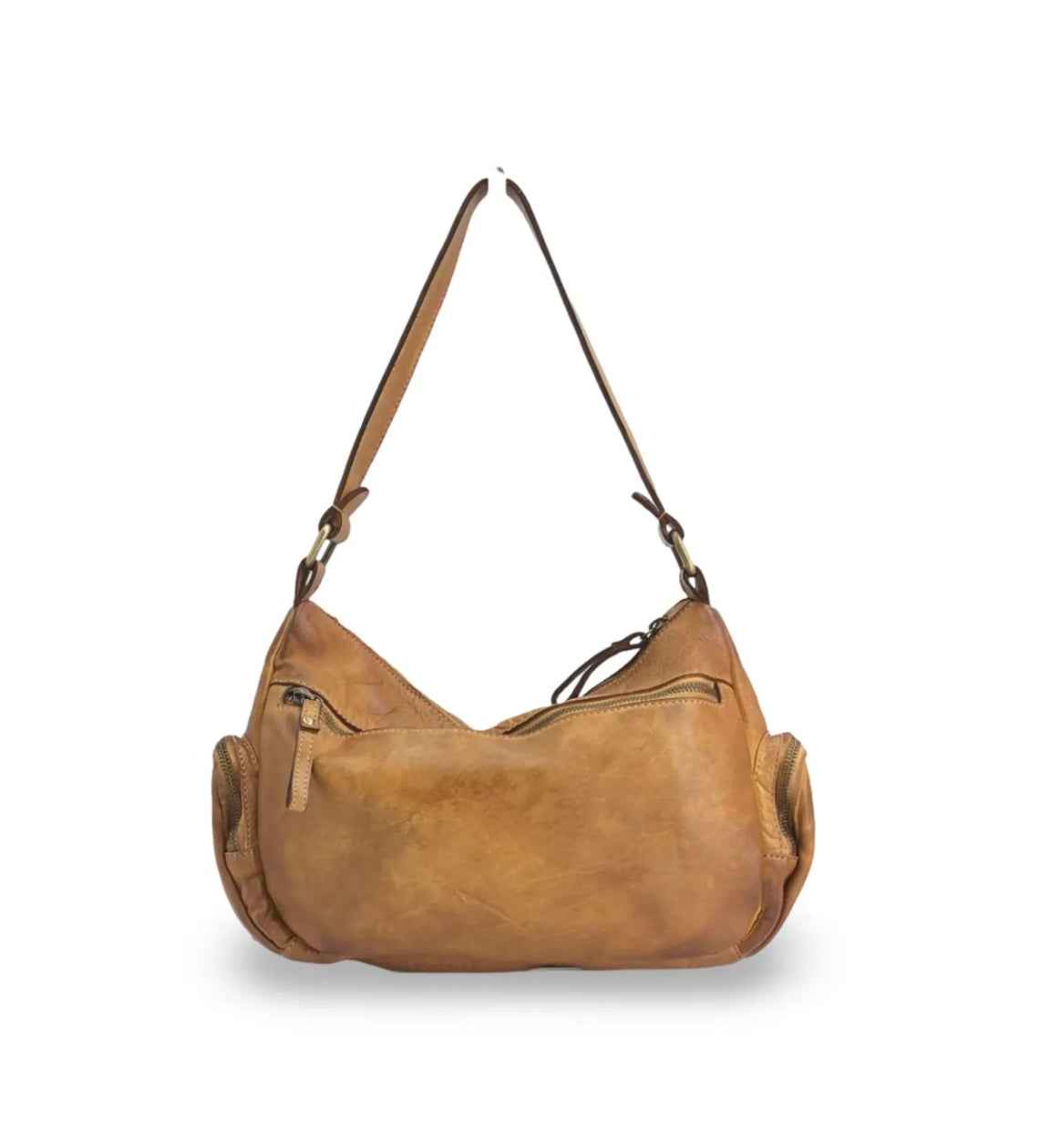 BZNA Bag Panna Cognac Italy Designer Leder Schulter Ledertasche Umhängetasche