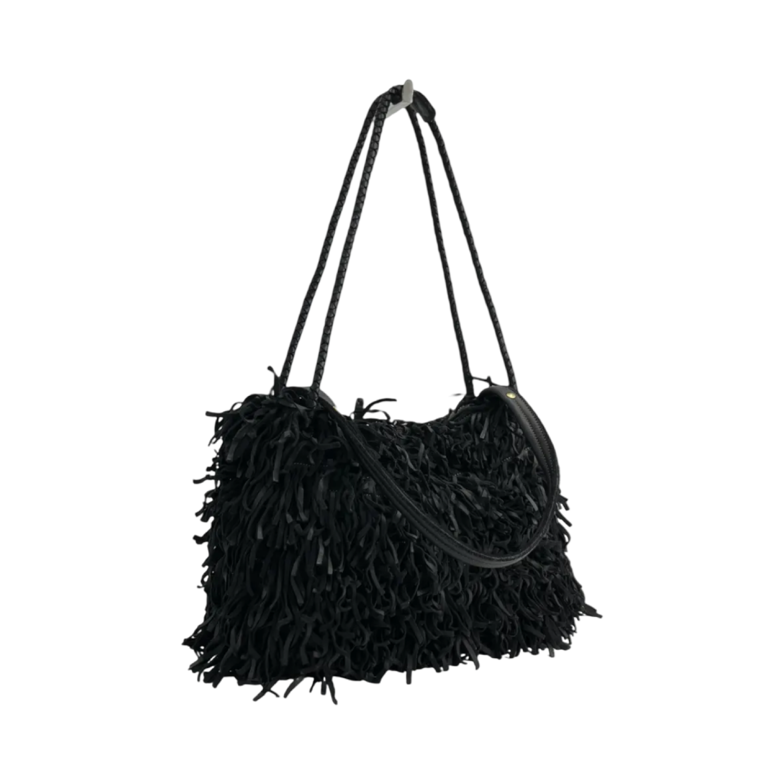 BZNA Bag Peppina Schwarz Fransen  Schultertasche Designer Damen Handtasche Italy