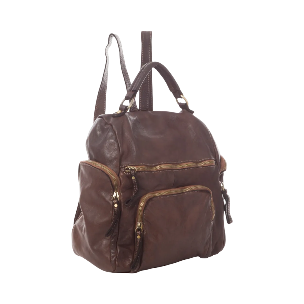 BZNA Bag Stella Braun Backpacker Designer Rucksack Damenhandtasche Schultertasche Leder Nappa sheep ItalyNeu