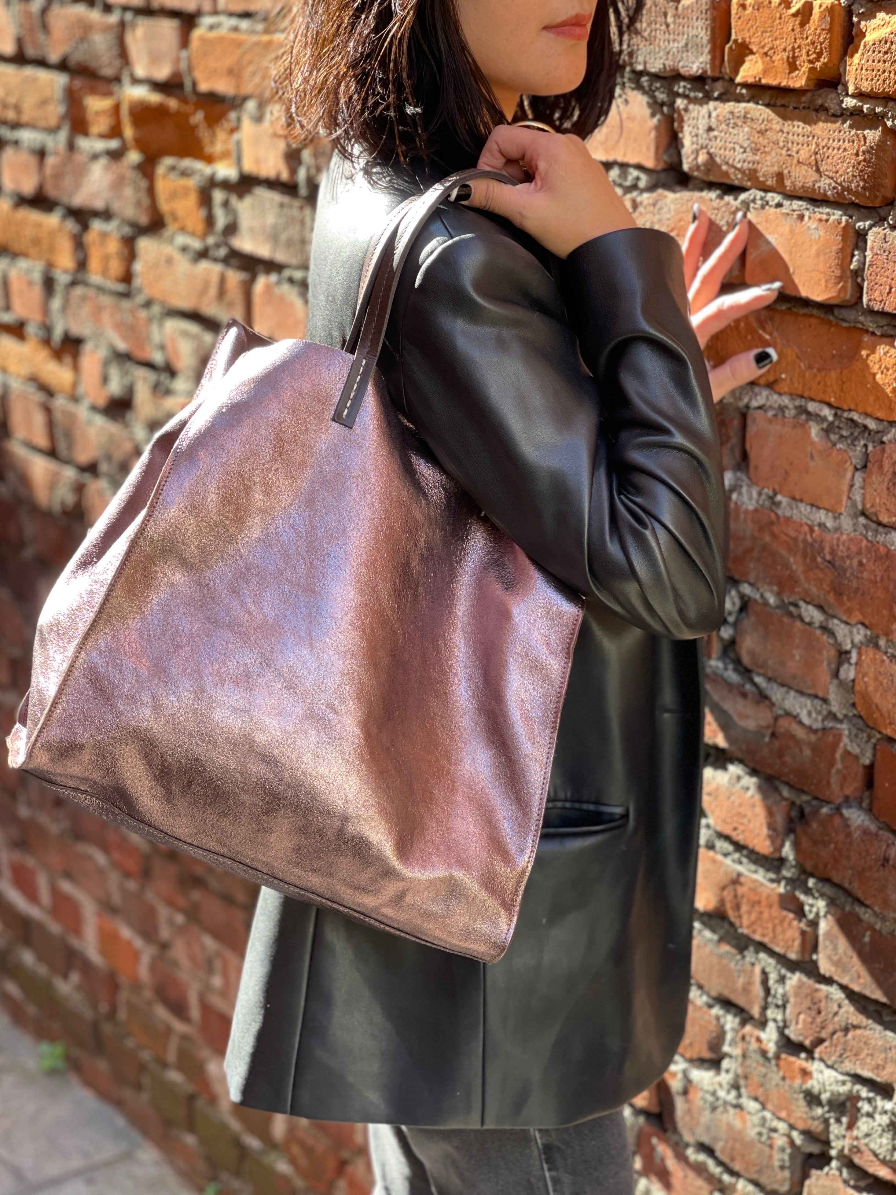 BZNA Bag BO5838 Moro  Metalicca Leder Italy Damen Handtasche Schultertasche 2 in 1 Shopper (Kopie 8)