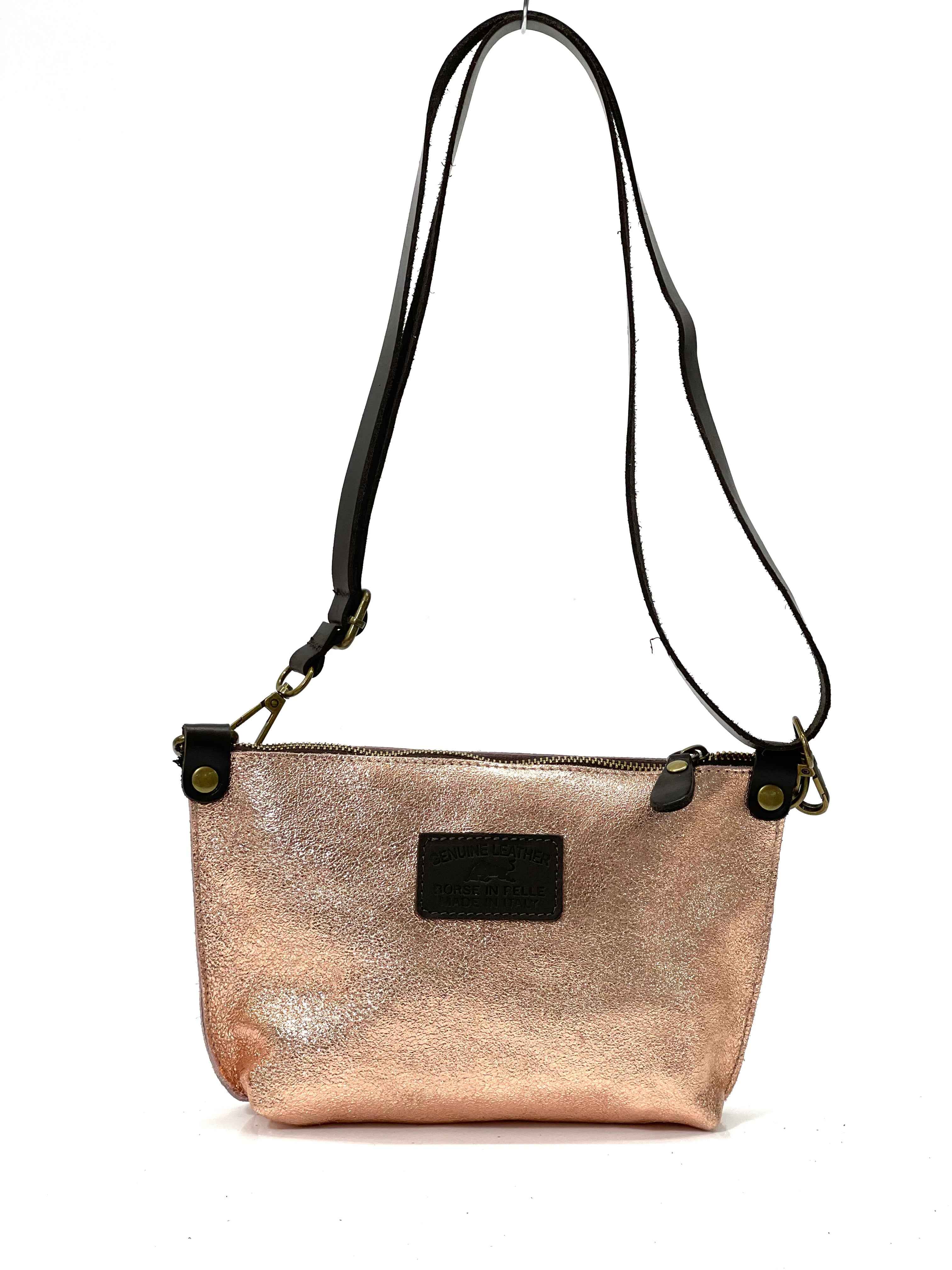 BZNA Bag BO5838 Oro Rosa Metalicca Leder Italy Damen Handtasche Schultertasche 2 in 1 Shopper
