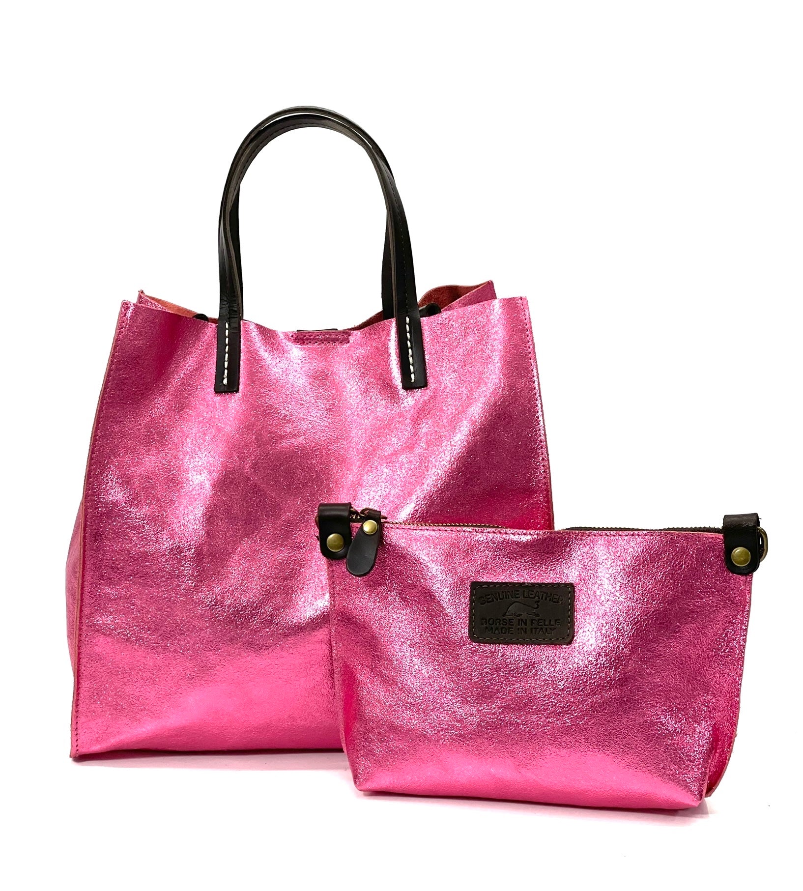 BZNA Bag BO5838 Amarena Metalicca Leder Italy Damen Handtasche Schultertasche 2 in 1 Shopper - B Z N A