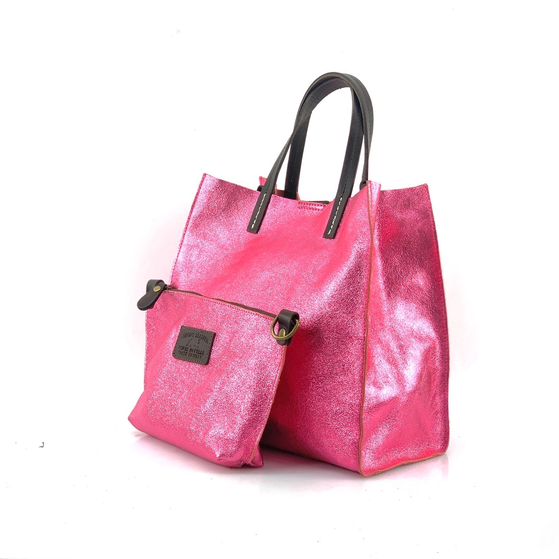 BZNA Bag BO5838 Amarena Metalicca Leder Italy Damen Handtasche Schultertasche 2 in 1 Shopper - B Z N A