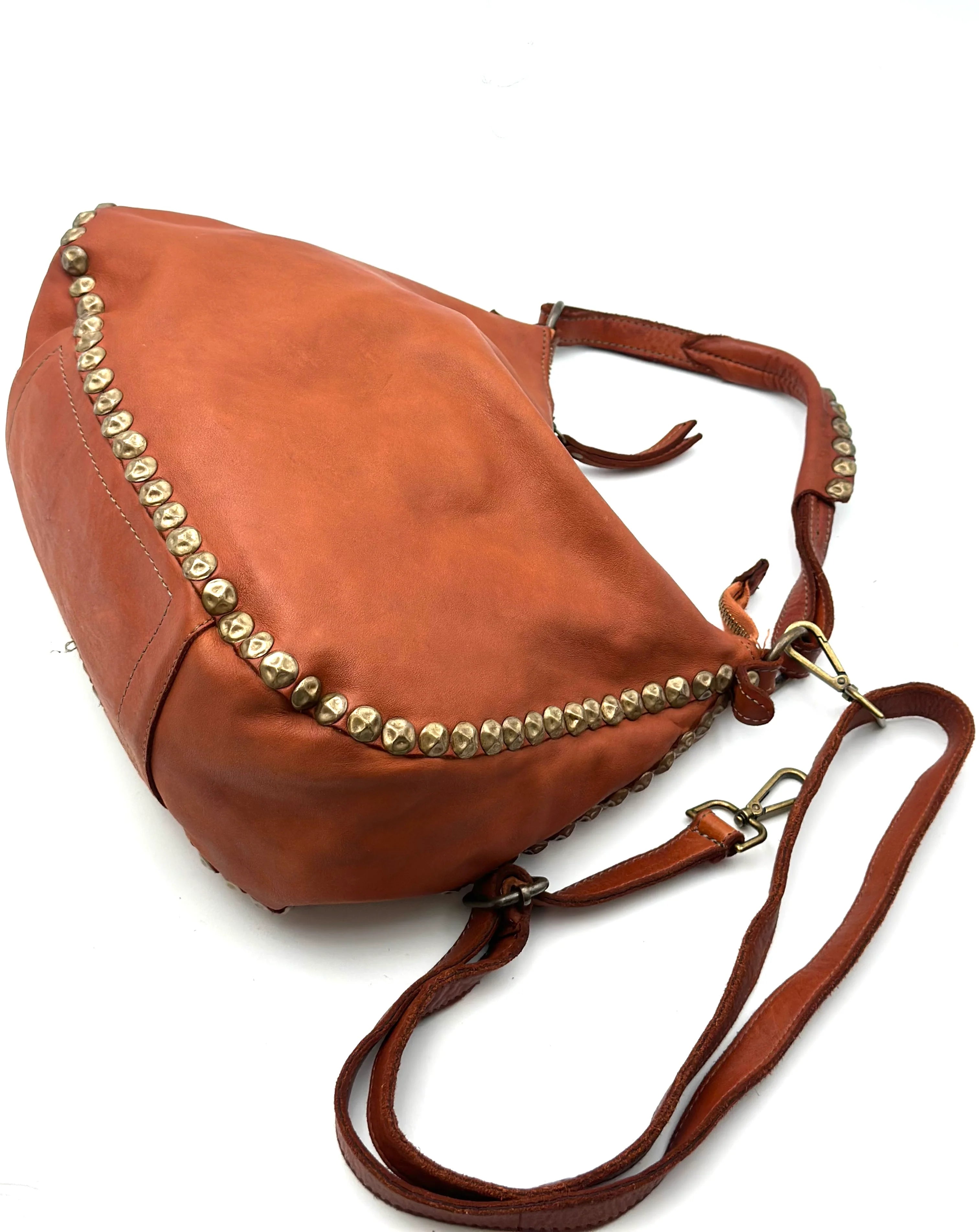 BZNA Bag B0331 Taupe Italy Designer Handtasche Schultertasche Tasche Leder Shopper - B Z N A
