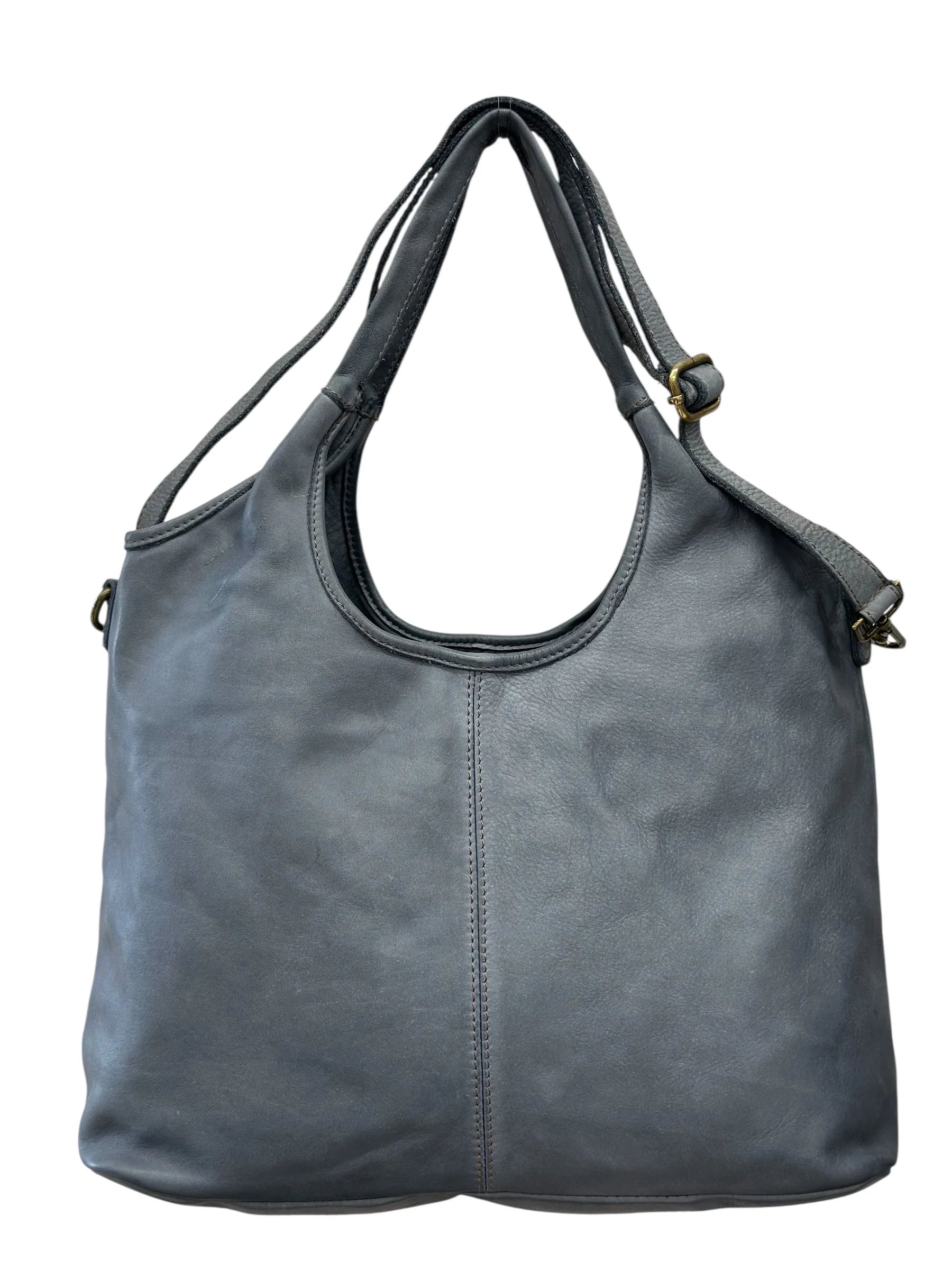 BZNA Bag Zinnia Blau Grau Italy Designer Handtasche Schultertasche Tasche Leder Shopper - B Z N A