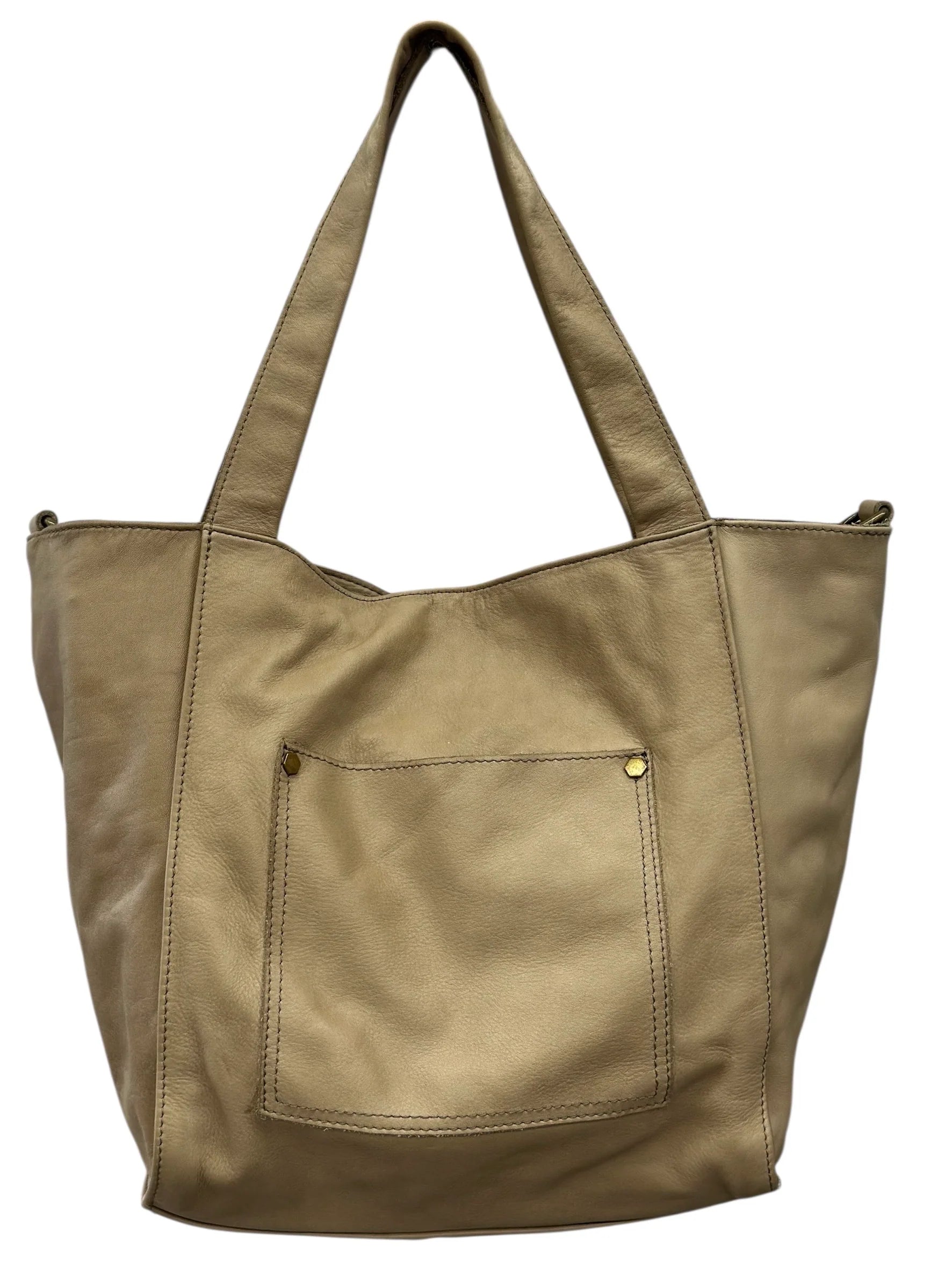 BZNA Bag B0242 Taupe Italy Designer Handtasche Schultertasche Tasche Leder Shopper - B Z N A