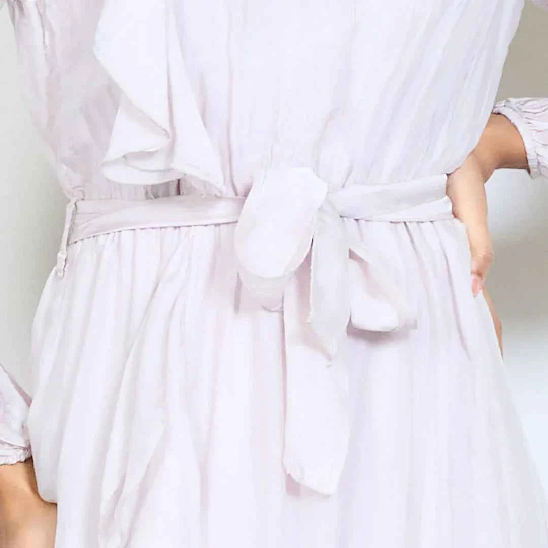 BZNA Kleid mit Seide Fließendes Midikleid lange Ärmeln und weichem Kaskadensaum oneSize