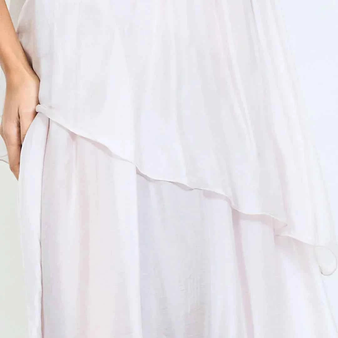BZNA Ibiza Kleid Mehrlagiges drapiertes Träger Midikleid Swing-Stil oneSize