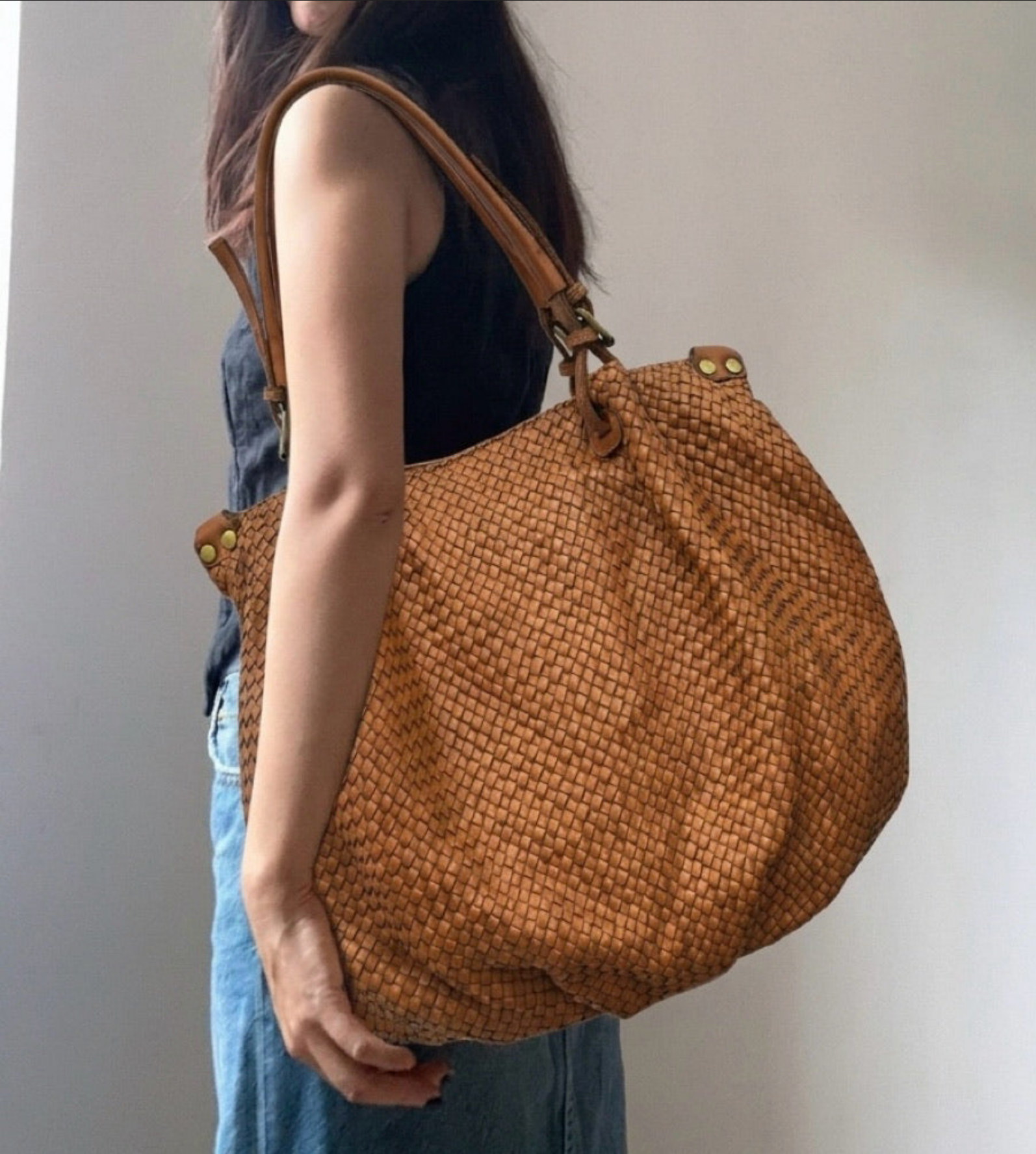 BZNA Bag B0307 Shopper Blaugrau Italy Designer Damen Handtasche Schultertasche