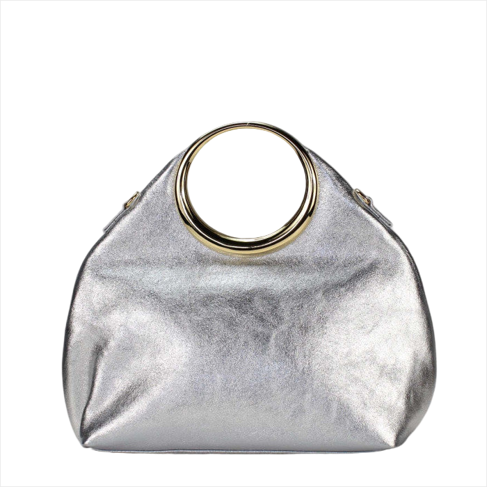 BZNA Bag Bronciana Agento Metalicca Leder Italy Damen  Handtasche Schultertasche Tasche - B Z N A