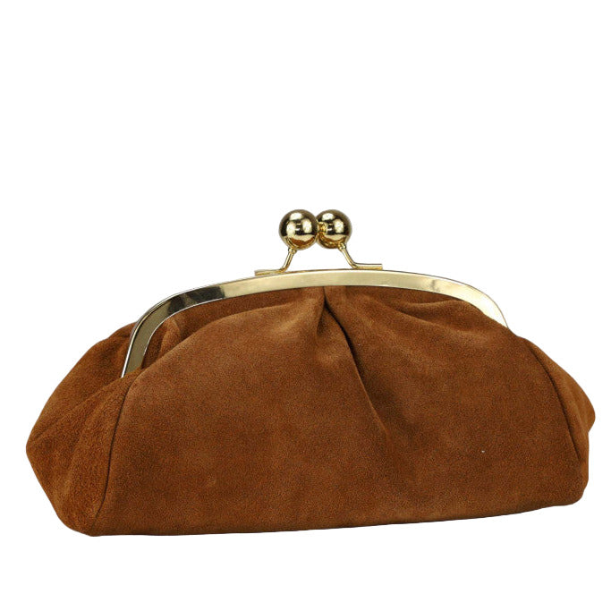 BZNA Bag Merle Cognac Wildleder Leder Italy Damen Clutch Handtasche Schultertasche