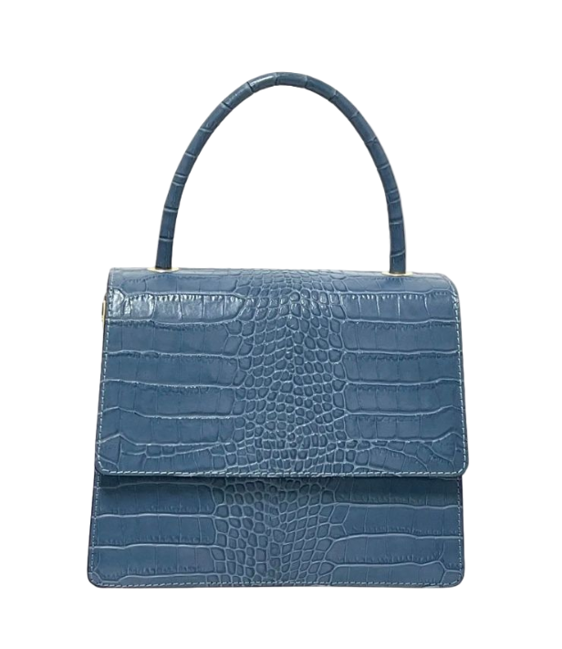 BZNA Bag Irina Kroko Avio Leder Italy Damen Handtasche Schultertasche Tasche
