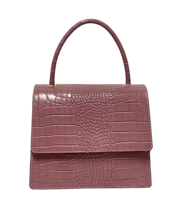 BZNA Bag Irina Kroko Rosa Antico Leder Italy Damen Handtasche Schultertasche Tasche - B Z N A