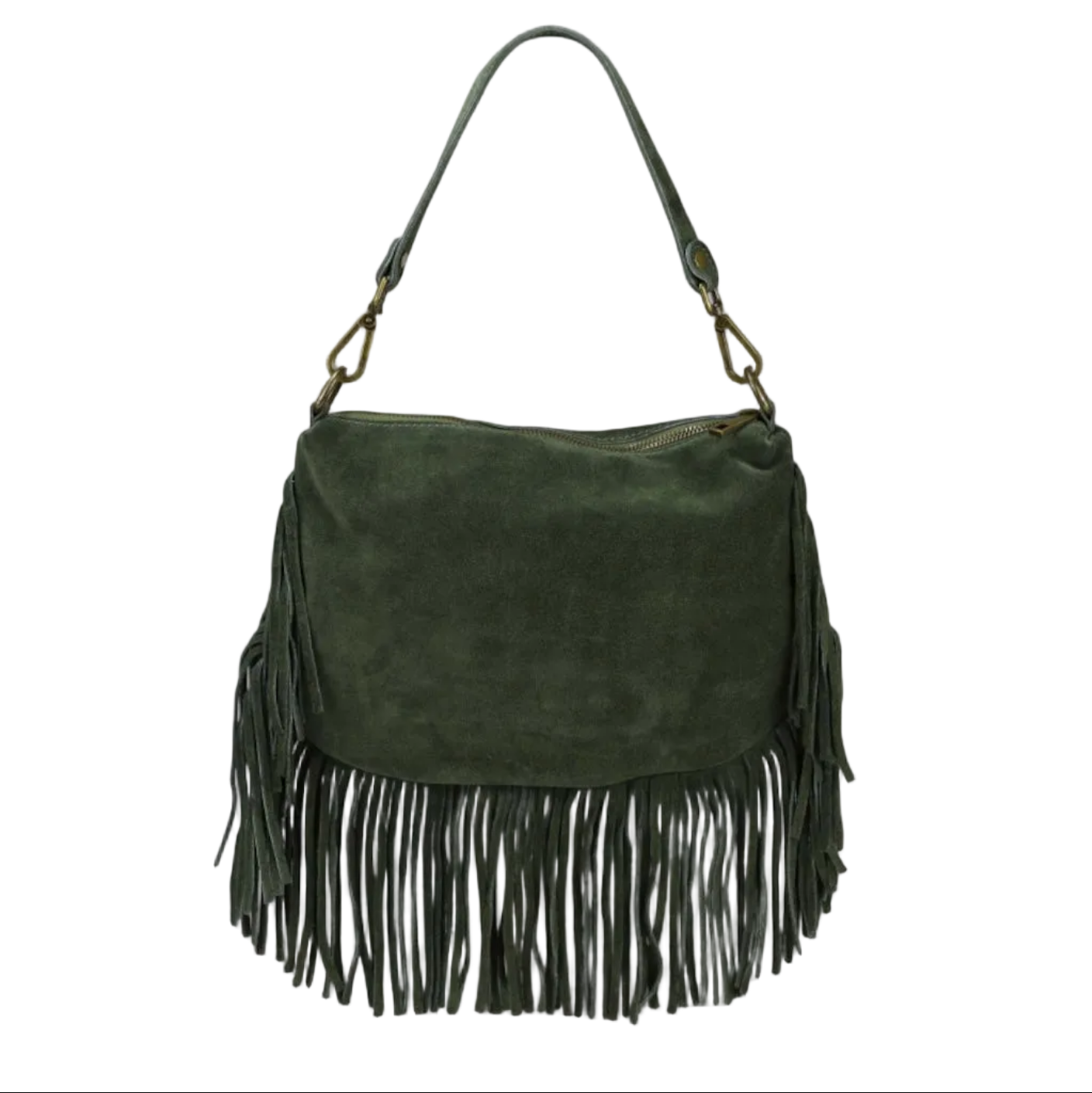 BZNA Bag Siefra Grün Fransen  Schultertasche Designer Damen Handtasche Italy