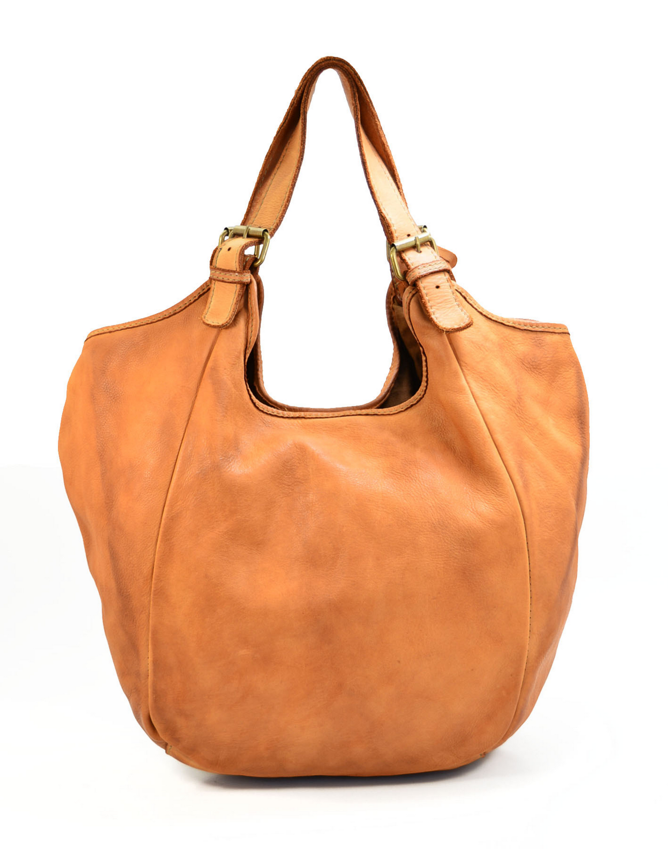 BZNA Bag XXL Cognac Italy Vintage Schultertasche Designer Handtasche Leder - B Z N A