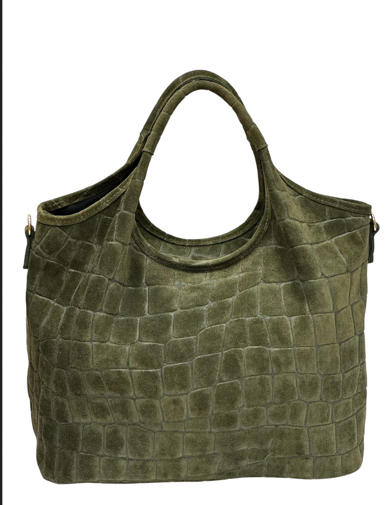 BZNA Bag Kroko Grün Wildleder Italy Damen Shopper Schultertasche Tasche - B Z N A