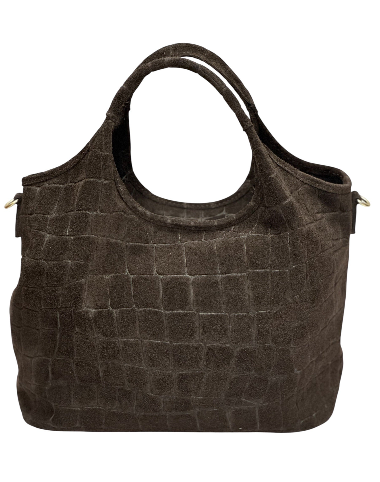BZNA Bag Kroko Braun Wildleder Italy Damen Shopper Schultertasche Tasche - B Z N A