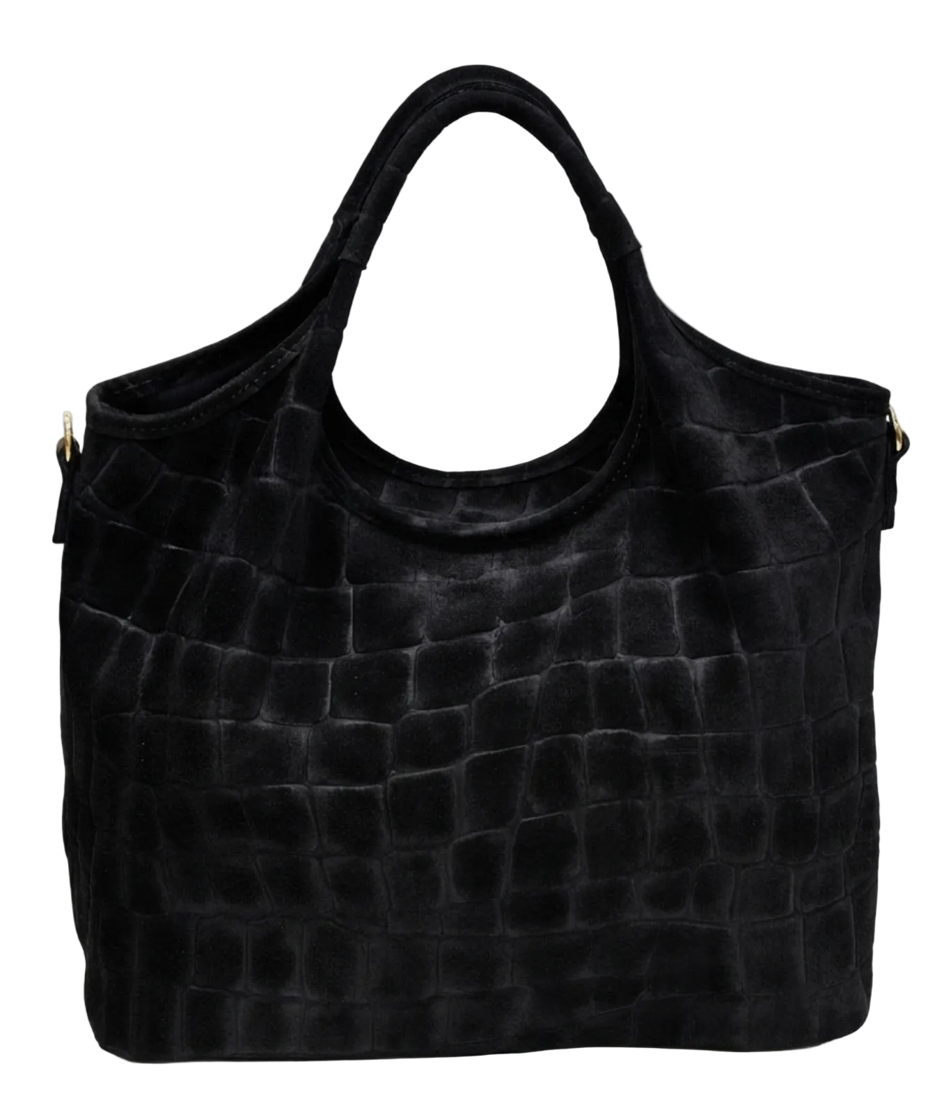 BZNA Bag Kroko Schwarz Wildleder Italy Damen Shopper Schultertasche Tasche