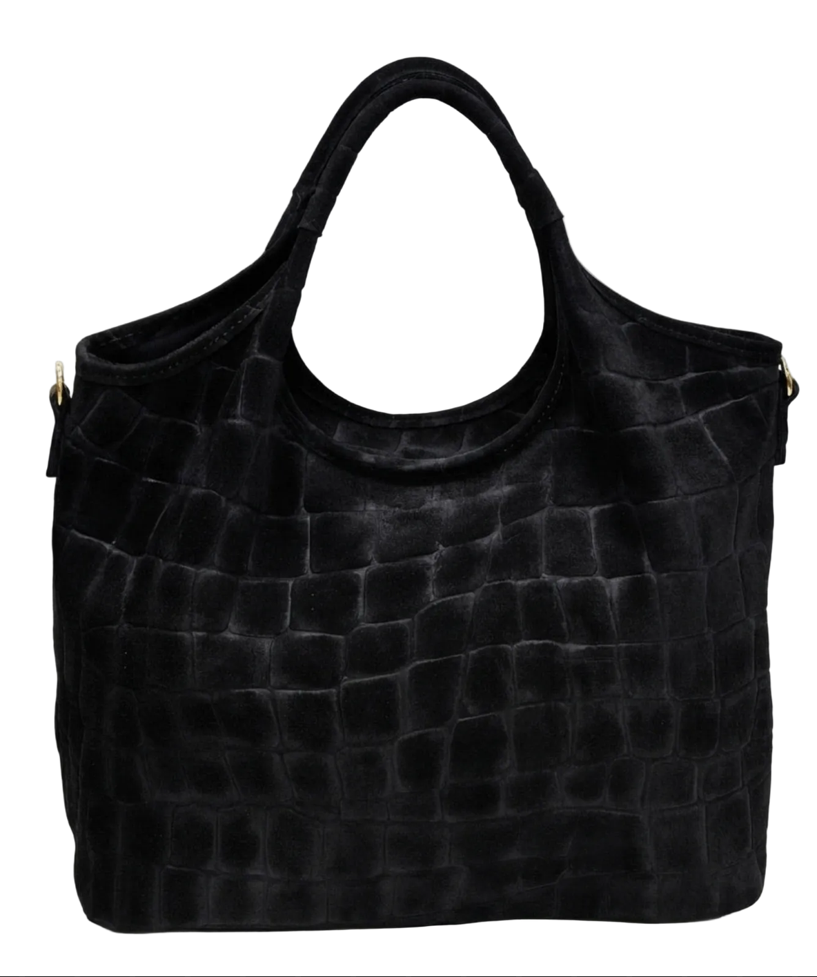 BZNA Bag Kroko Schwarz Wildleder Italy Damen Shopper Schultertasche Tasche