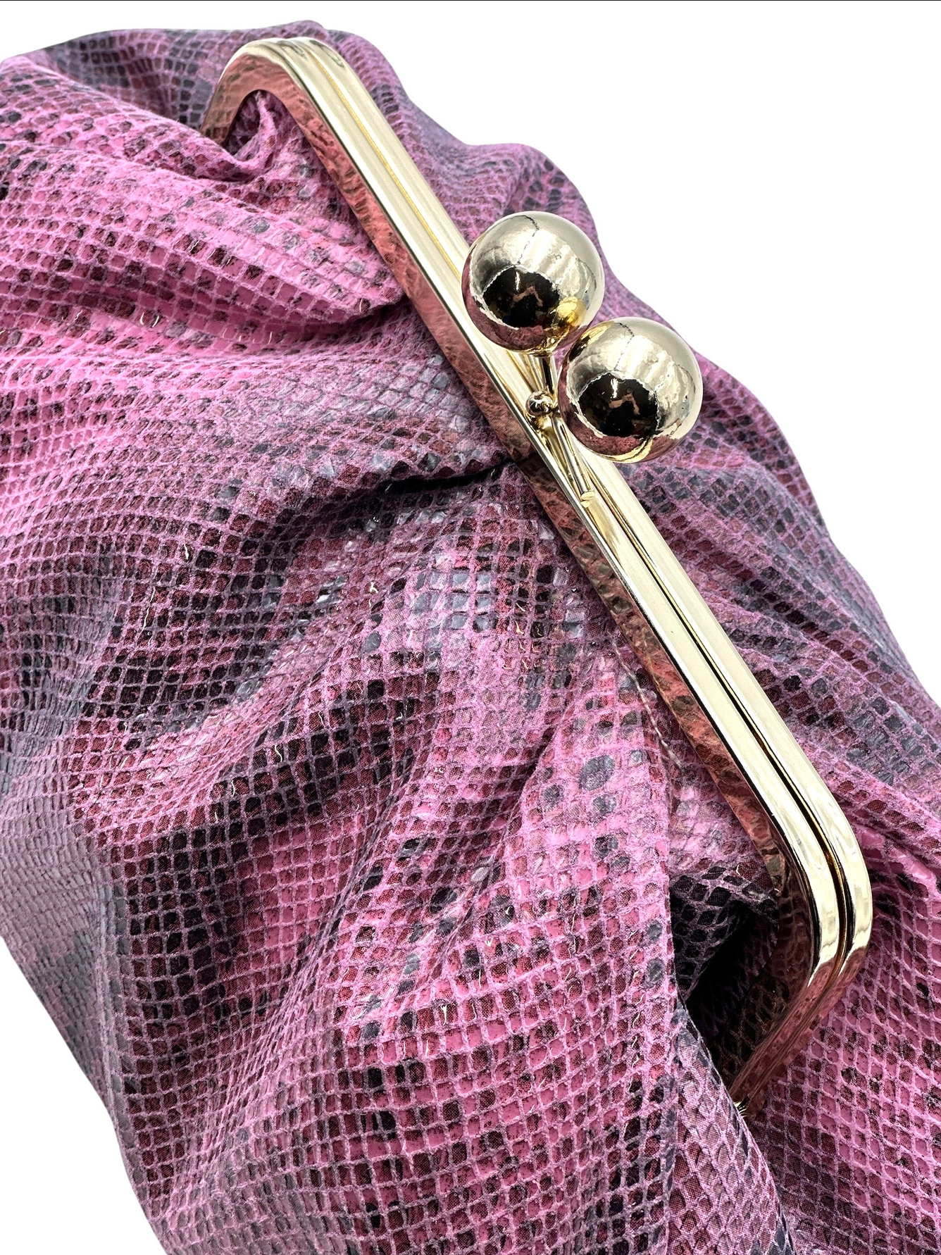 BZNA Bag Snake Optik Clutch Nero  Leder Italy Damen  Handtasche Umhängetasche - B Z N A