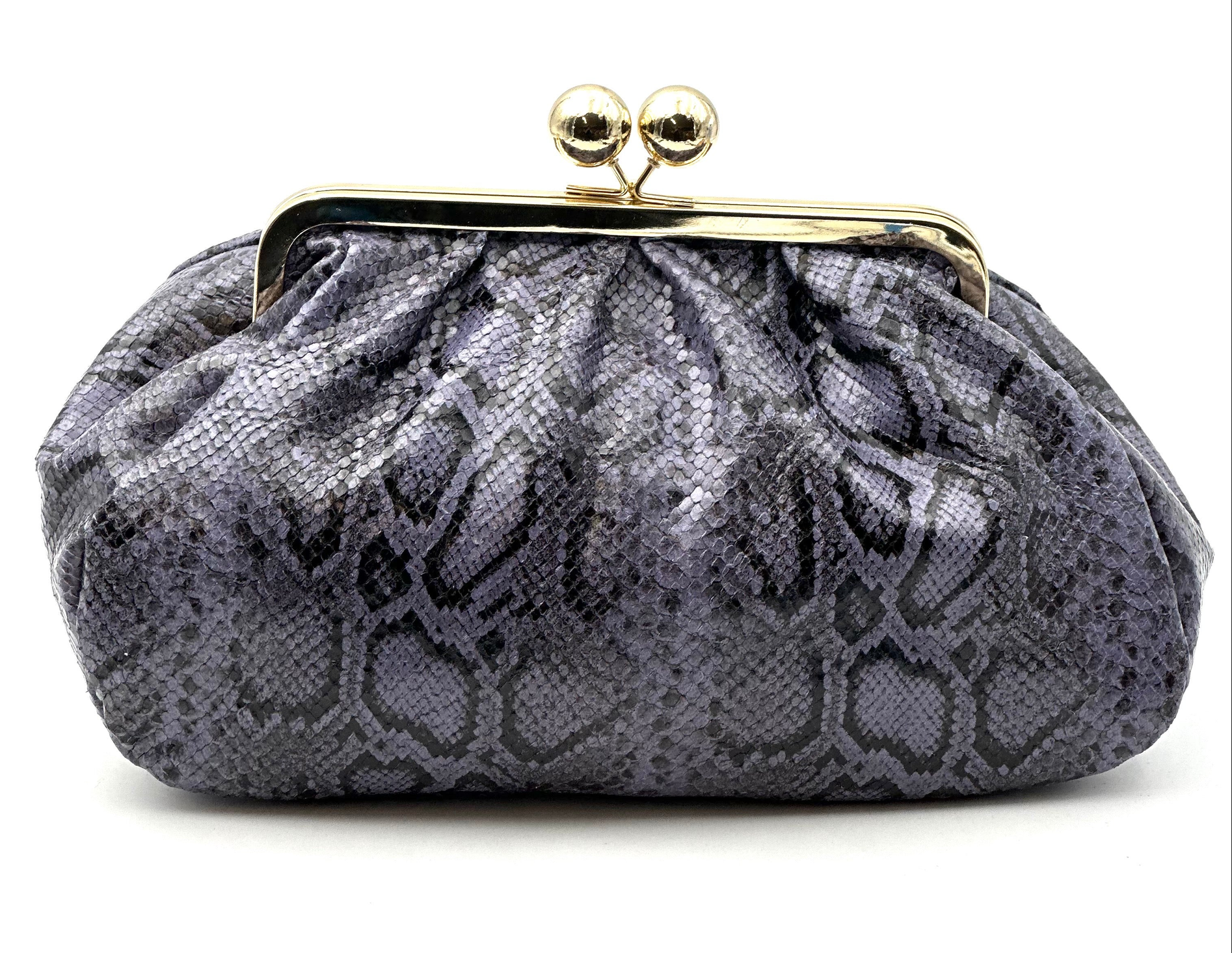 BZNA Bag Snake Optik Clutch Blau  Leder Italy Damen  Handtasche Umhängetasche - B Z N A