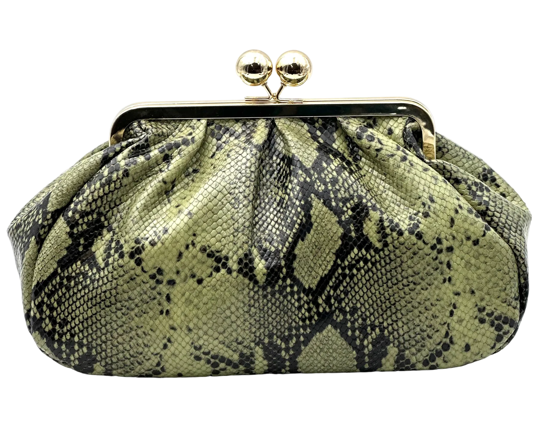 BZNA Bag Snake Optik Clutch Grün  Leder Italy Damen  Handtasche Umhängetasche - B Z N A