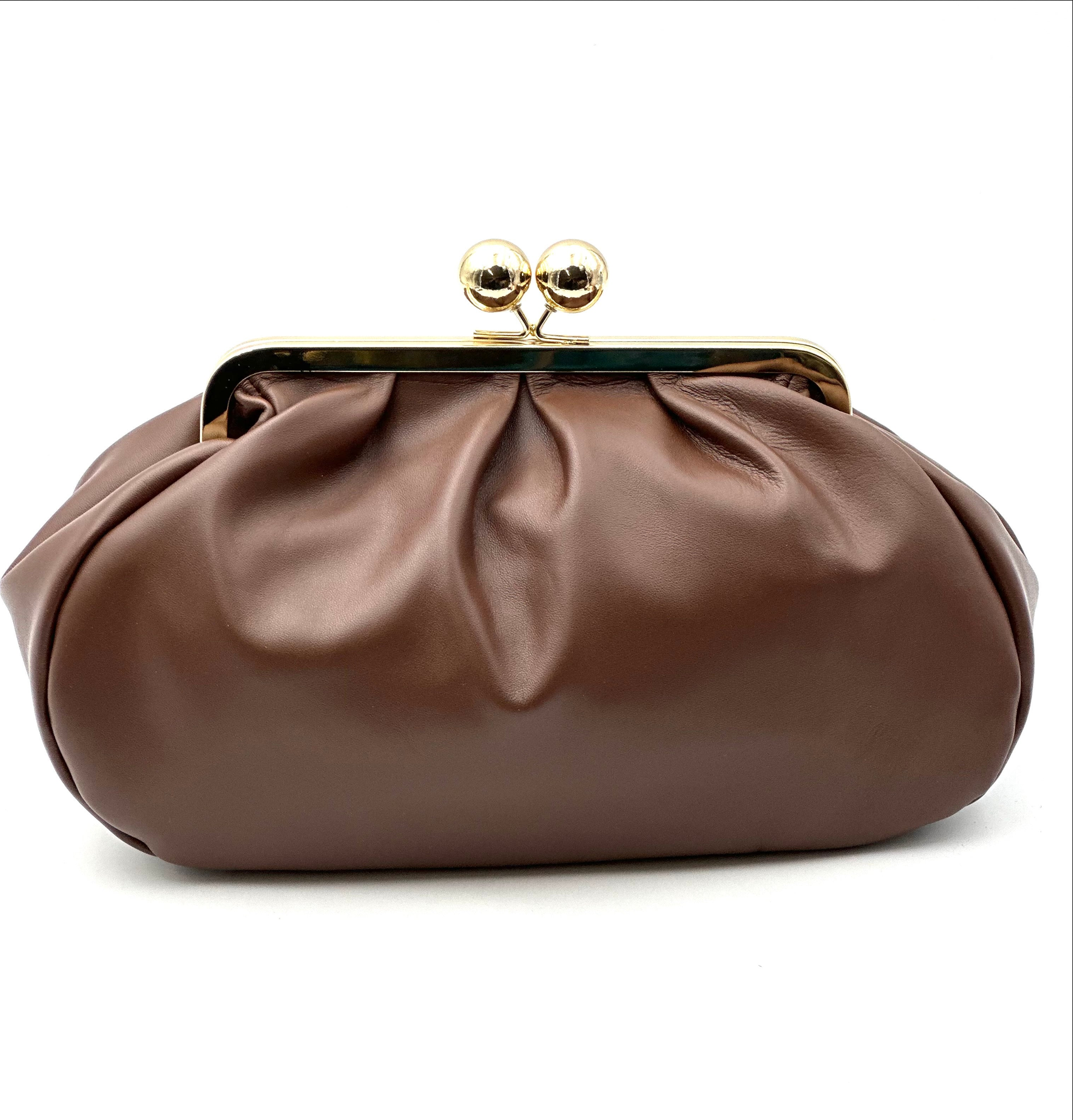 BZNA Bag B0287 Clutch Marrone  Leder Italy Damen  Handtasche Umhängetasche - B Z N A