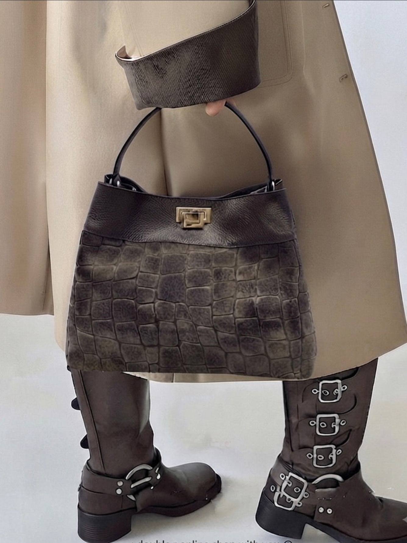 BZNA Bag B0375 Kroko Schwarz Wildleder Italy Damen Shopper Schultertasche Tasche