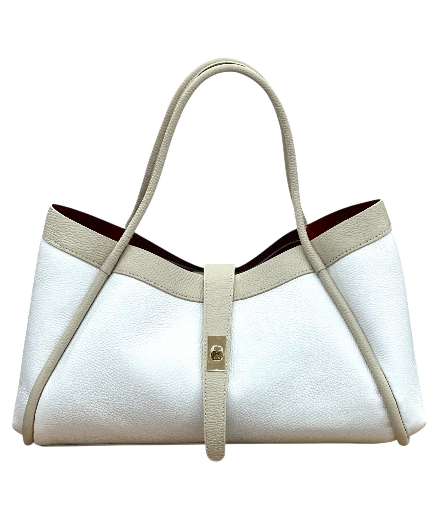 BZNA Bag Funny Weiß / Beige Leder Italy Damen Handtasche Schultertasche Tasche - B Z N A