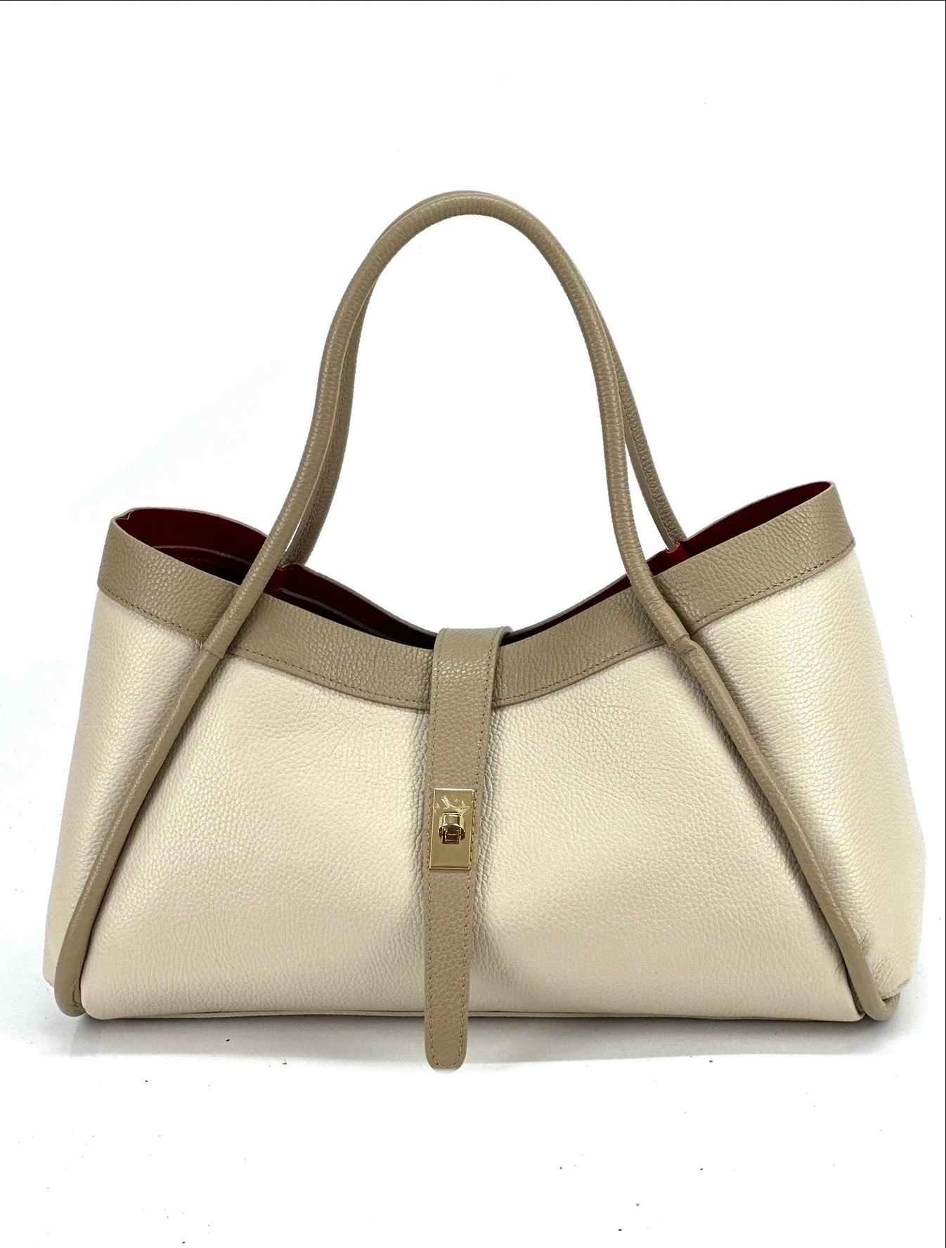 BZNA Bag Funny Beige / Taupe Leder Italy Damen Handtasche Schultertasche Tasche - B Z N A