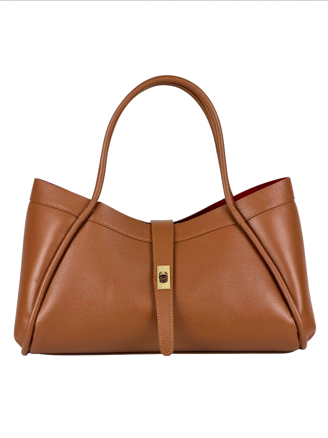 BZNA Bag Funny Cognac scuro Leder Italy Damen Handtasche Schultertasche Tasche - B Z N A