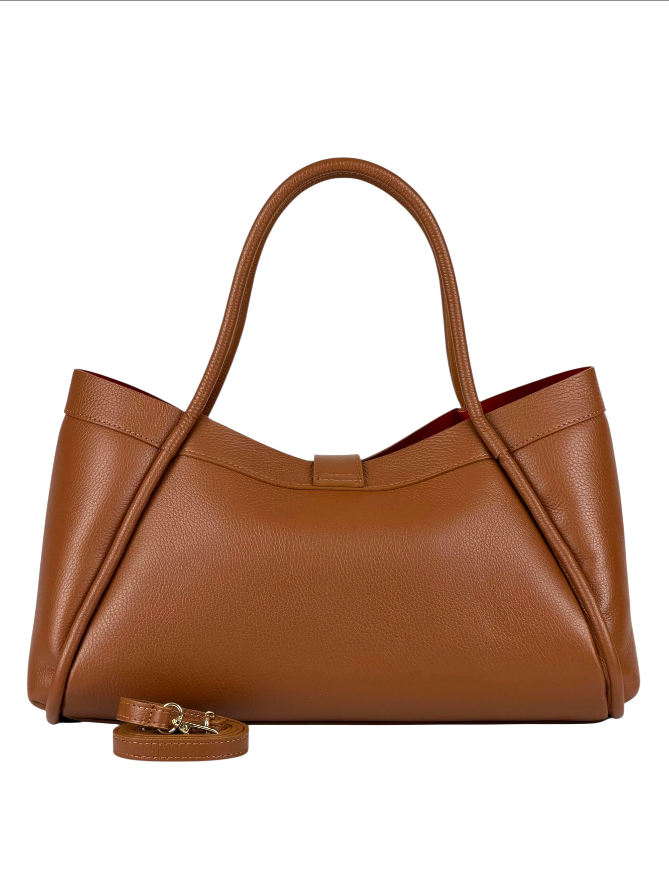 BZNA Bag Funny Cognac scuro Leder Italy Damen Handtasche Schultertasche Tasche - B Z N A