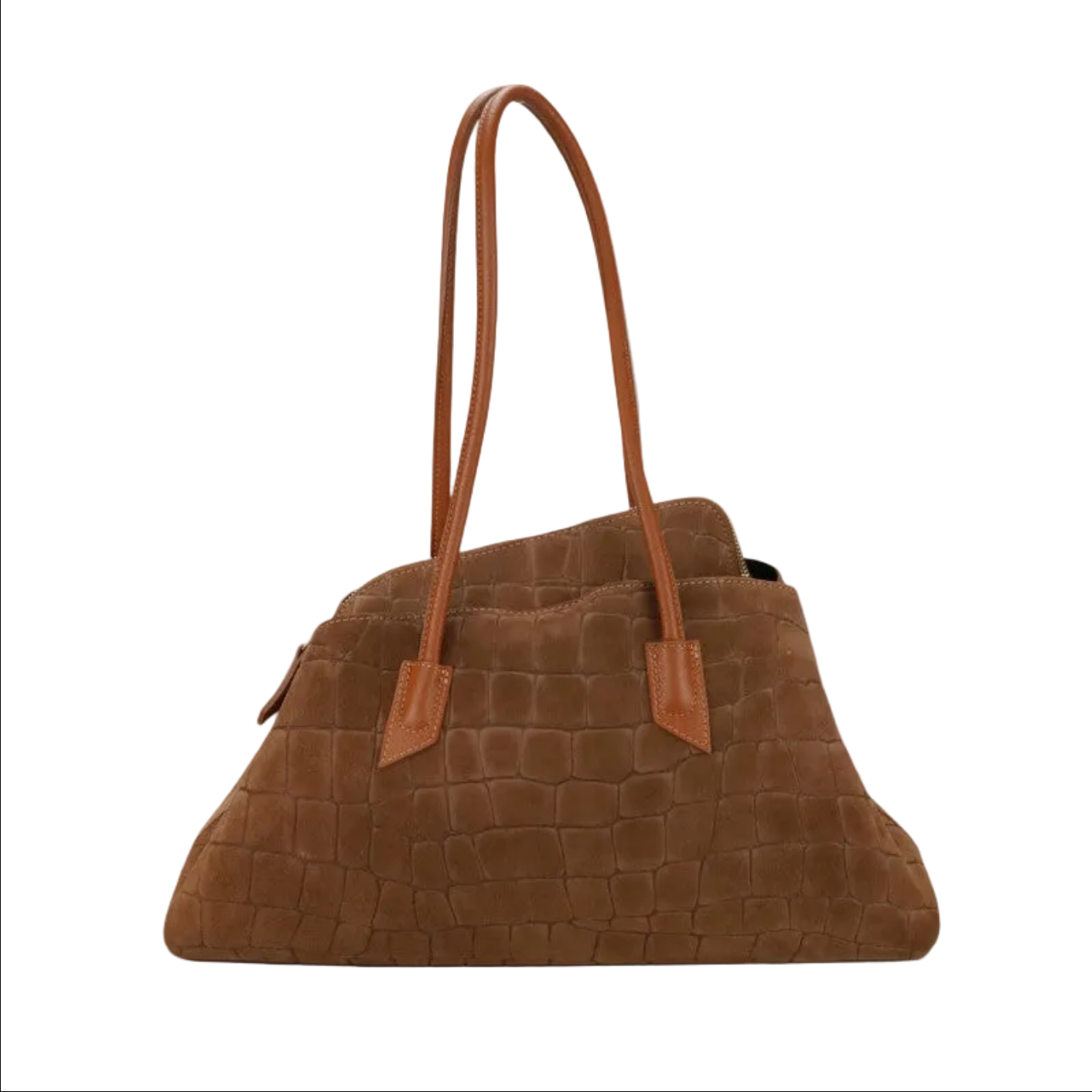 BZNA Bag B06263 Kroko Cognac Wildleder Italy Damen Shopper Schultertasche Tasche
